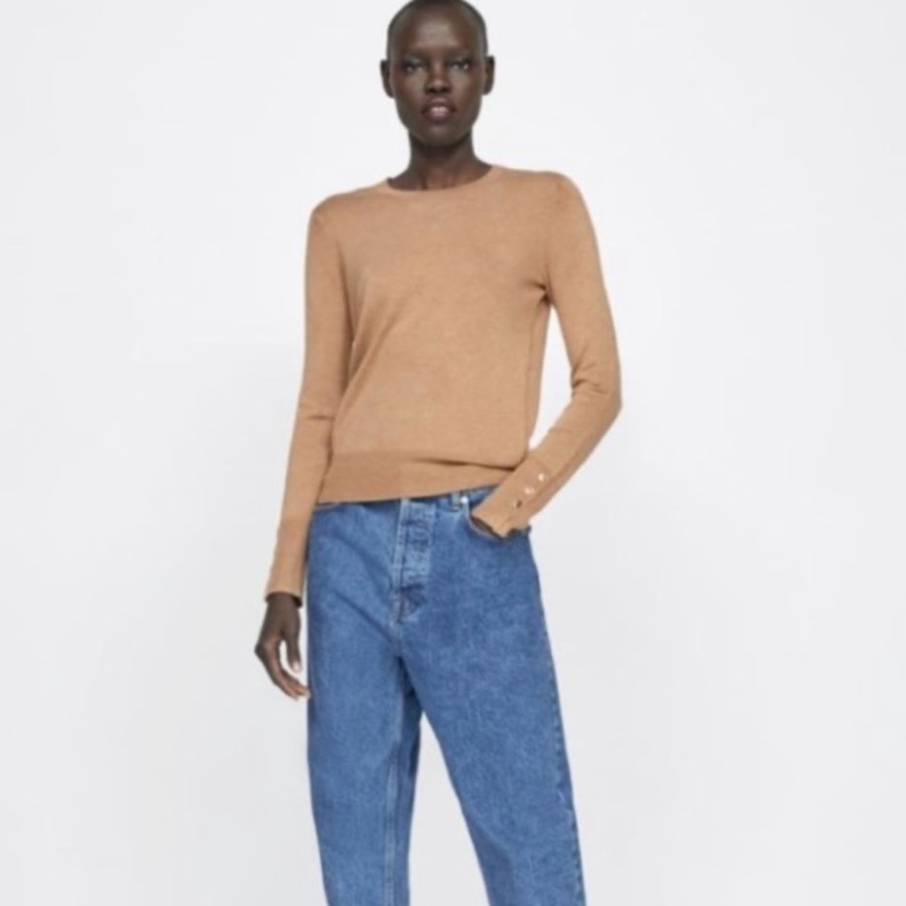 Zara Women’s Crew Neck Sweater Camel Size Small